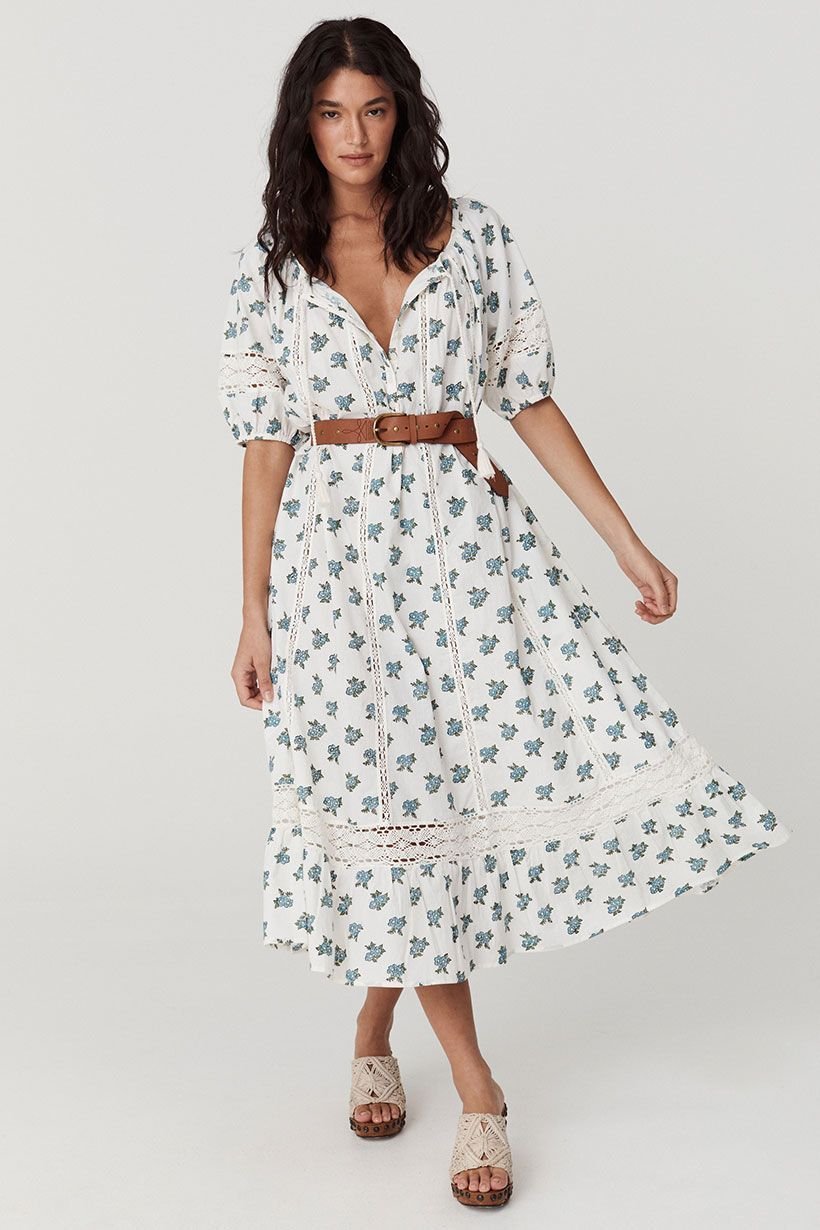 spell midi dress Fable Block Printed Midi Dress In Multicolor