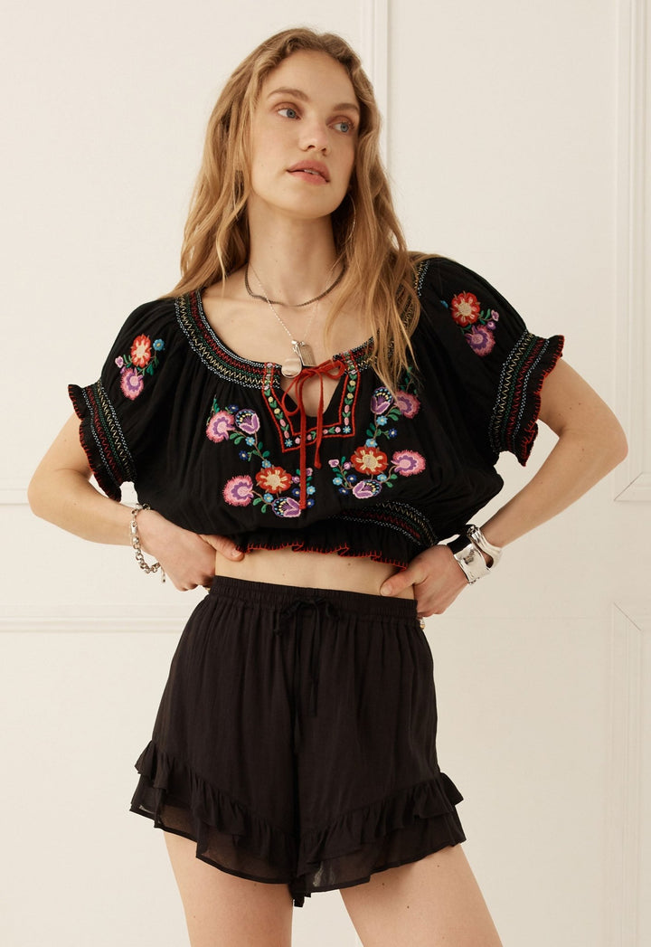 Spell Feliz Crop Blouse- Woodland Black - Meadow Collectiveblouse