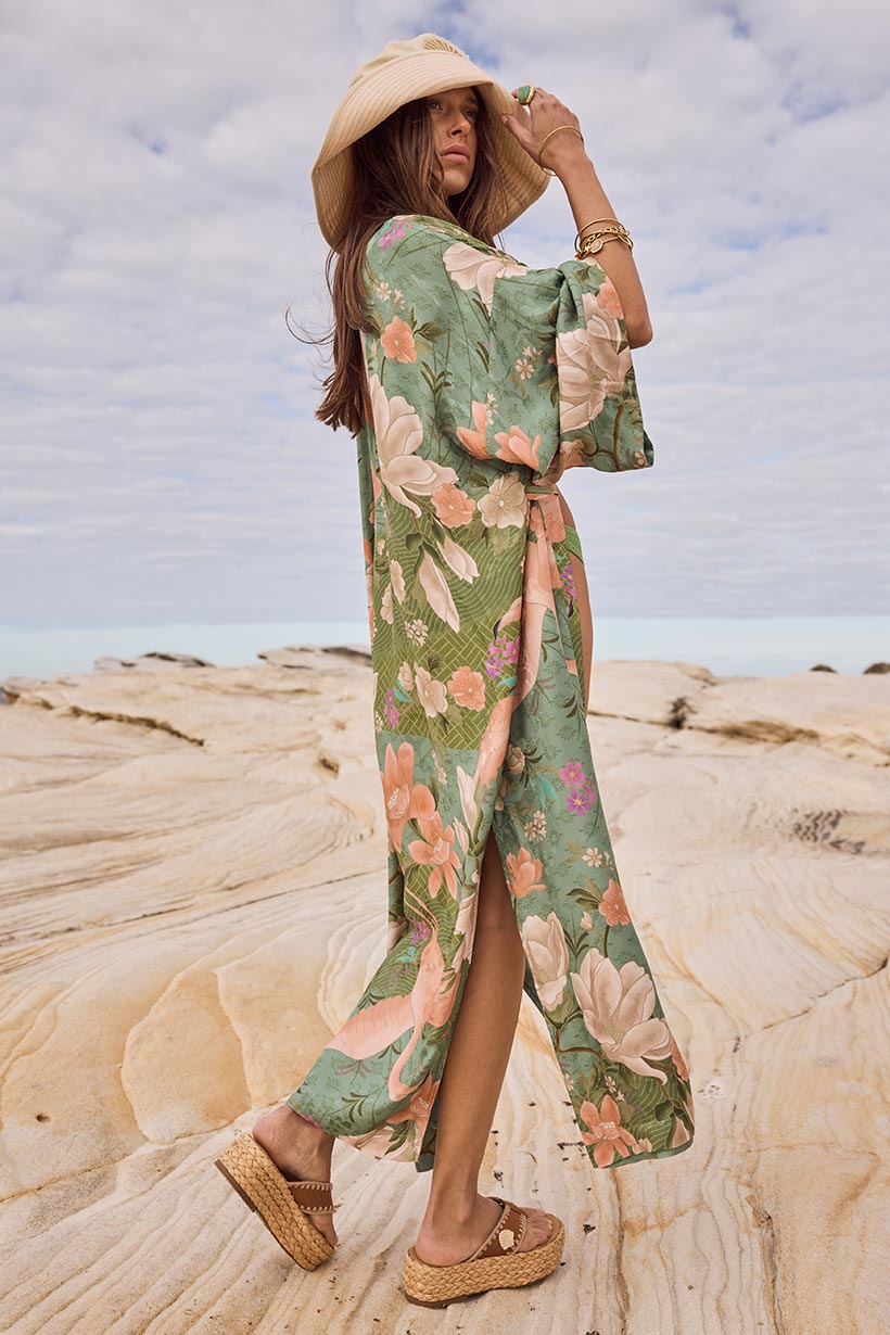 Spell Floridian Reversible Robe - Sage - Meadow Collectivekimono robe