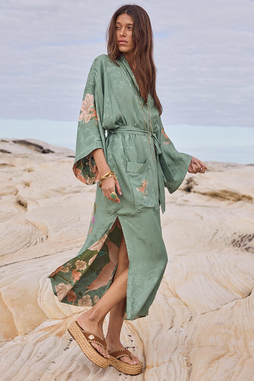 Spell Floridian Reversible Robe - Sage - Meadow Collectivekimono robe
