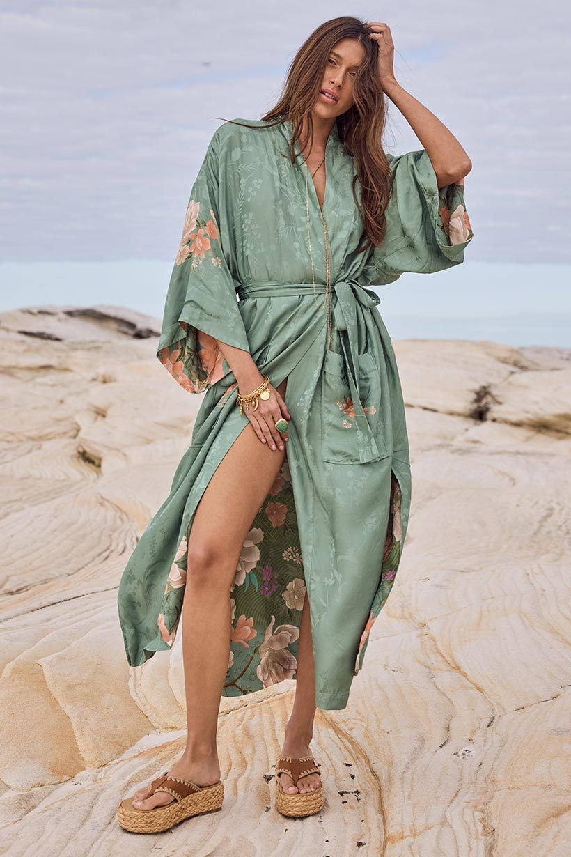 Spell Floridian Reversible Robe - Sage - Meadow Collectivekimono robe