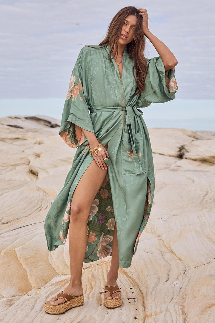 Spell Floridian Reversible Robe - Sage - Meadow Collectivekimono robe