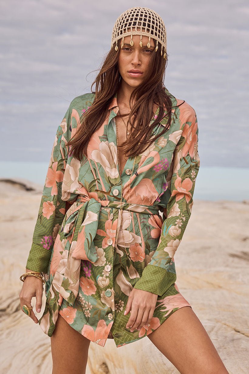 Spell Floridian Shirt Dress - Sage - Meadow Collectiveshirt dress