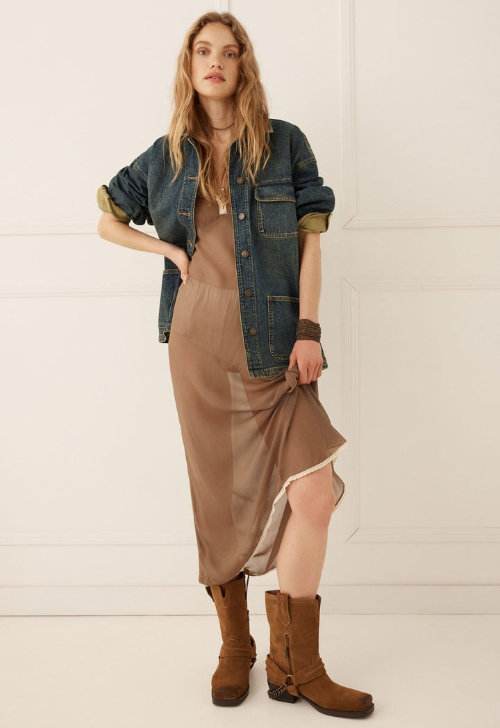 Spell Gillian Bias Slip- Ash - Meadow Collectivemidi dress