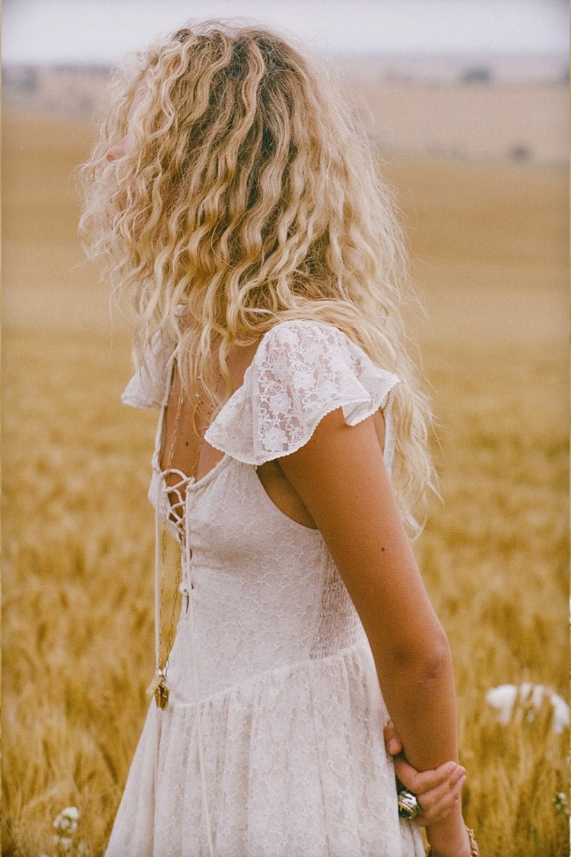 Spell Glastonbury Lace Dress - White L Spell Glastonbury Lace Dress - White L