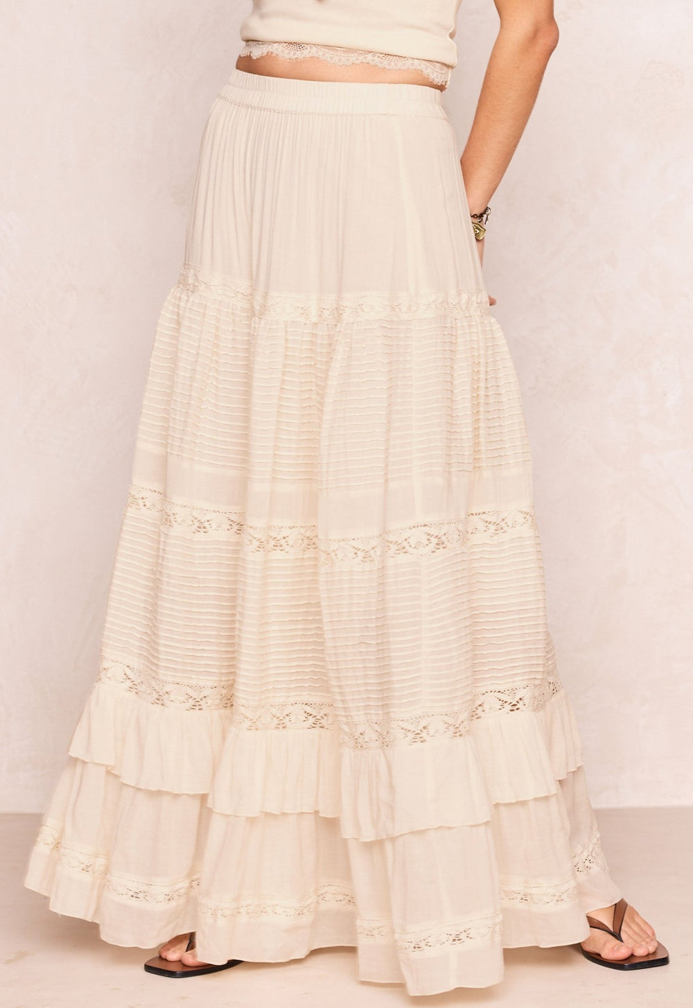 Spell Ines Tiered Maxi Skirt - Light Sand - Meadow CollectiveSkirts