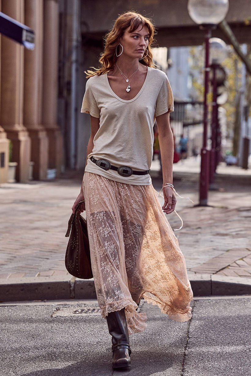 Spell Labyrinth Lace Skirt - Peach Bliss - Meadow CollectiveMaxi Skirt