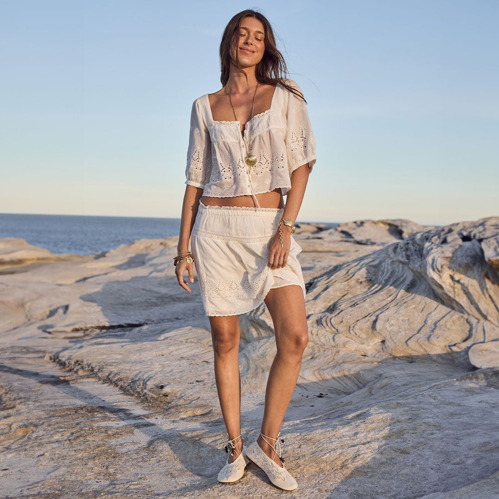 Spell Maiden Lace Mini Skirt - Antique White - Meadow Collectivemini skirt