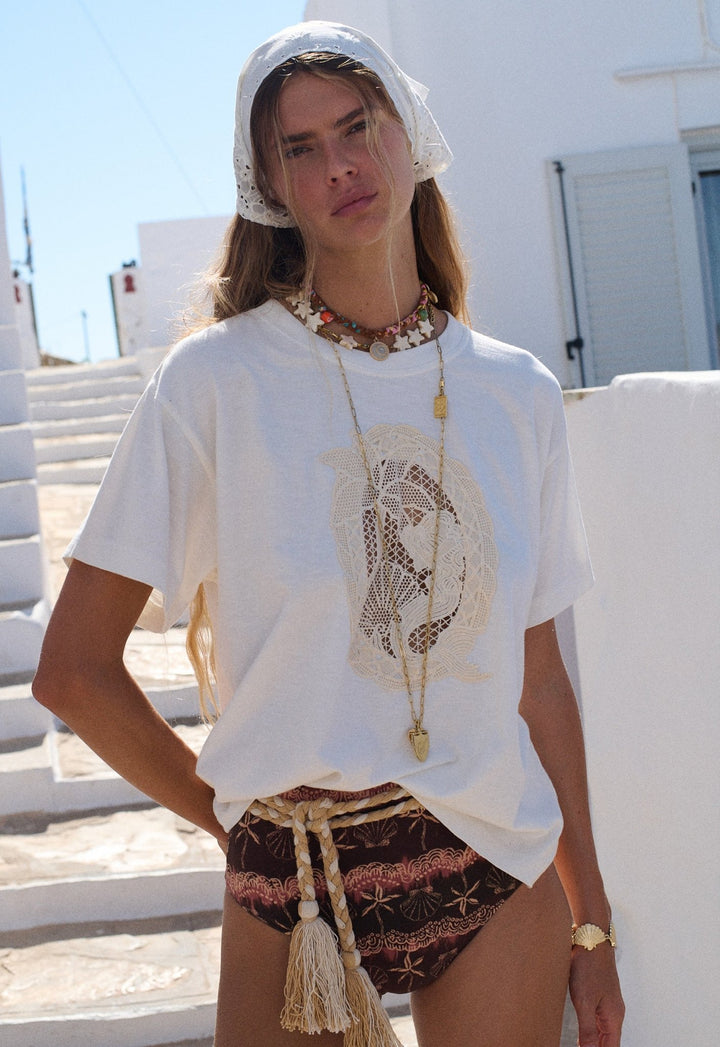 Spell Mermaid Cove Appliqué Tee - White Sands - Meadow Collectiveoversized tee