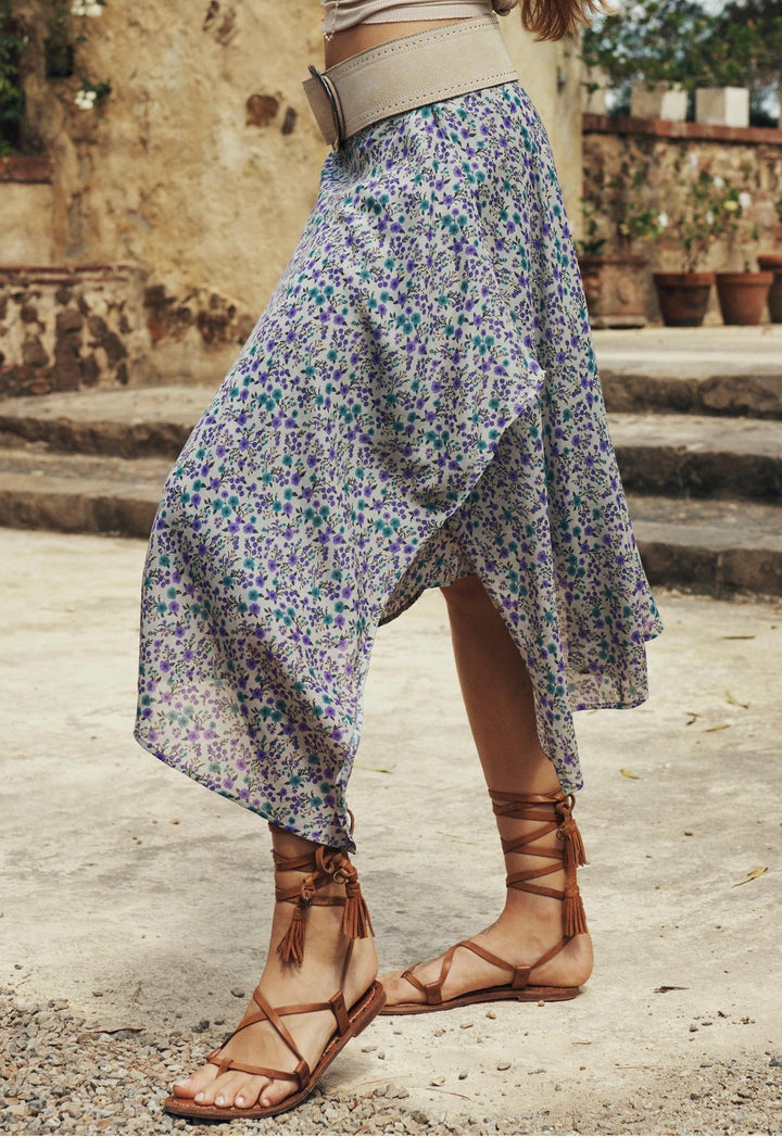 Spell Mimi - Rose Asymmetric Skirt - Violet Fields - Meadow Collectiveskirt