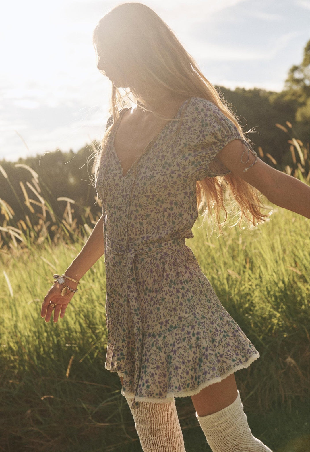 Spell Mimi - Rose Mini Dress - Violet Fields - Meadow Collectivemini dress
