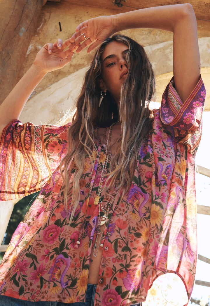 Spell Swan Lake Short Sleeve Blouse - Lilac Rose - Meadow Collectiveblouse