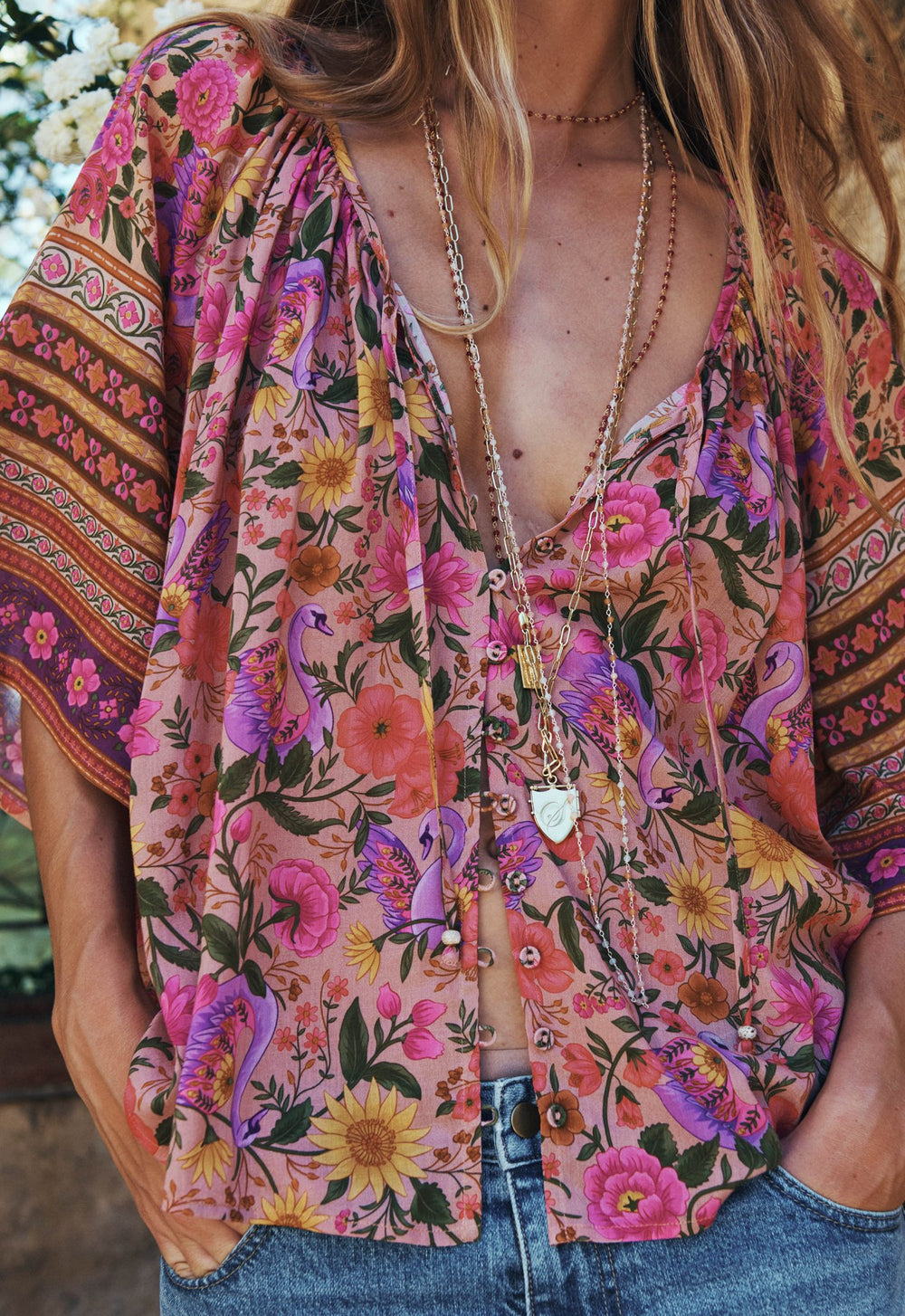 Spell Swan Lake Short Sleeve Blouse - Lilac Rose - Meadow Collectiveblouse