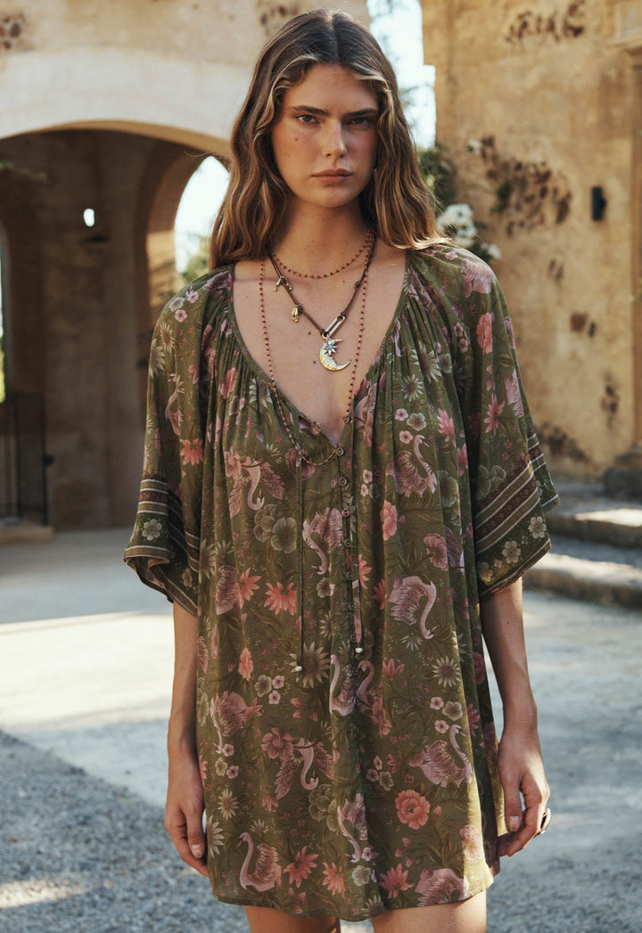 Spell Swan Lake Tunic Dress - Sage - Meadow Collectivemidi dress