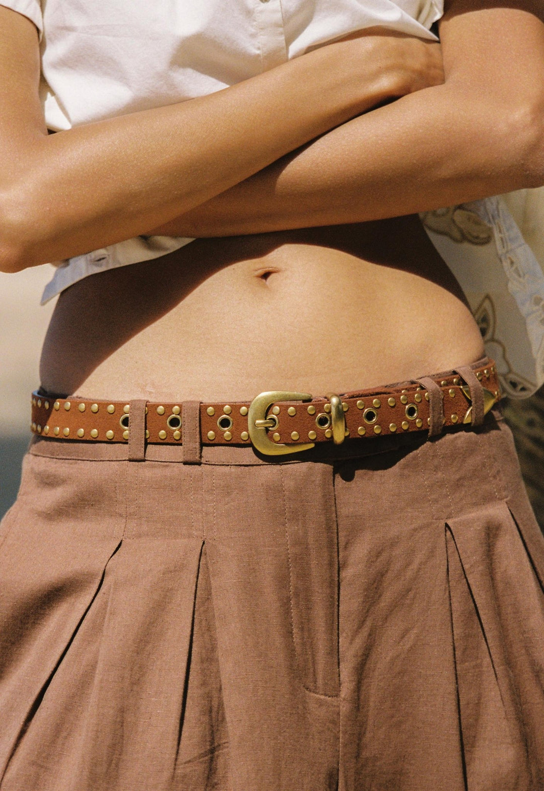 Spell Tempest Studded Suede Belt - Tan - Meadow CollectiveAccessories