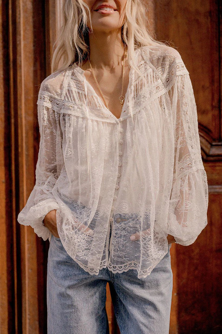 Spell Teodora Lace Blouse Sea Salt - Meadow Collectiveblouse