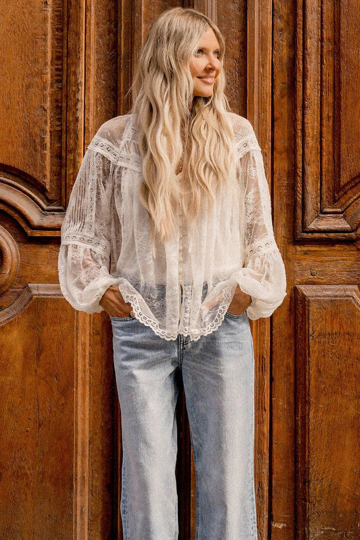 Spell Teodora Lace Blouse Sea Salt - Meadow Collectiveblouse