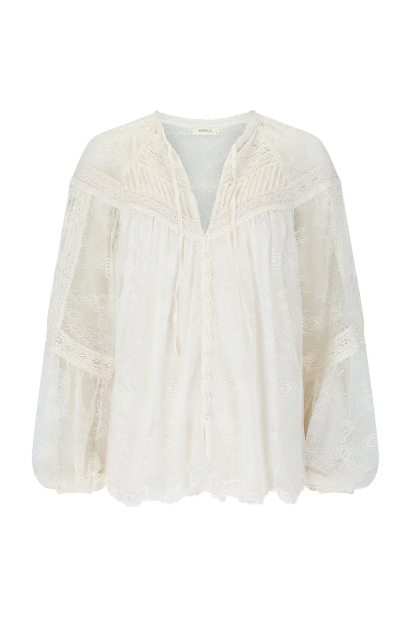 Spell Teodora Lace Blouse Sea Salt - Meadow Collectiveblouse