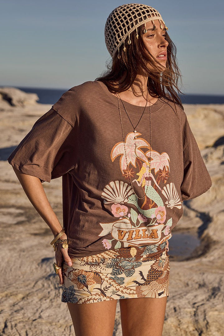 Spell Villa Tropic Oversized Biker Tee - Coffee - Meadow Collectiveoversized tee