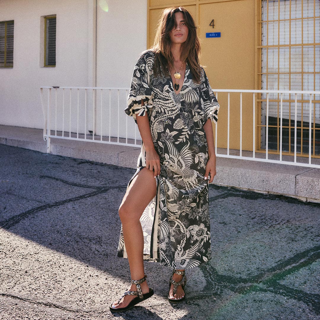 Spell Volcano Goddess Kaftan - Liquorice - Meadow Collectivecaftan