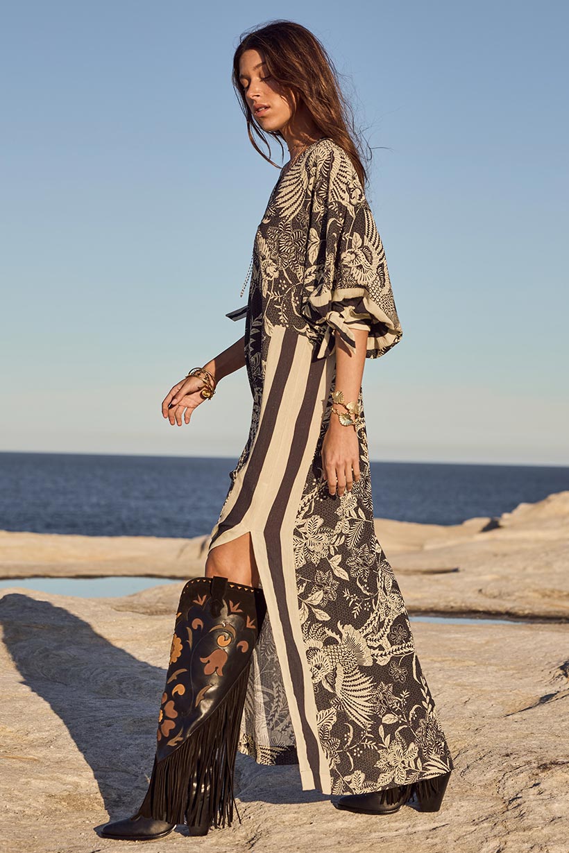 Spell Volcano Goddess Kaftan - Liquorice - Meadow Collectivecaftan