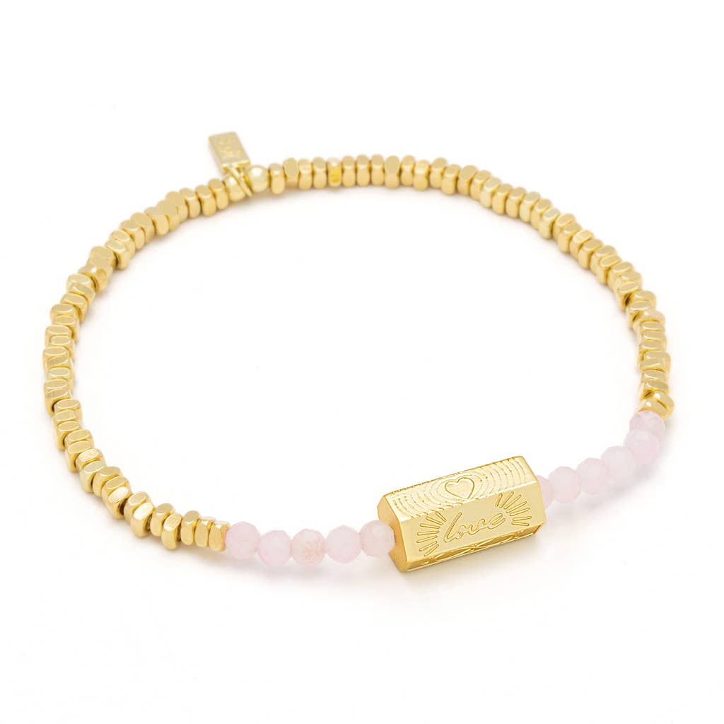 Stella Bracelet - Love/Rose Quartz/Gold - Meadow Collectivebracelet