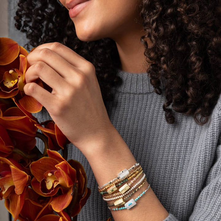 Stella Bracelet - Love/Rose Quartz/Gold - Meadow Collectivebracelet