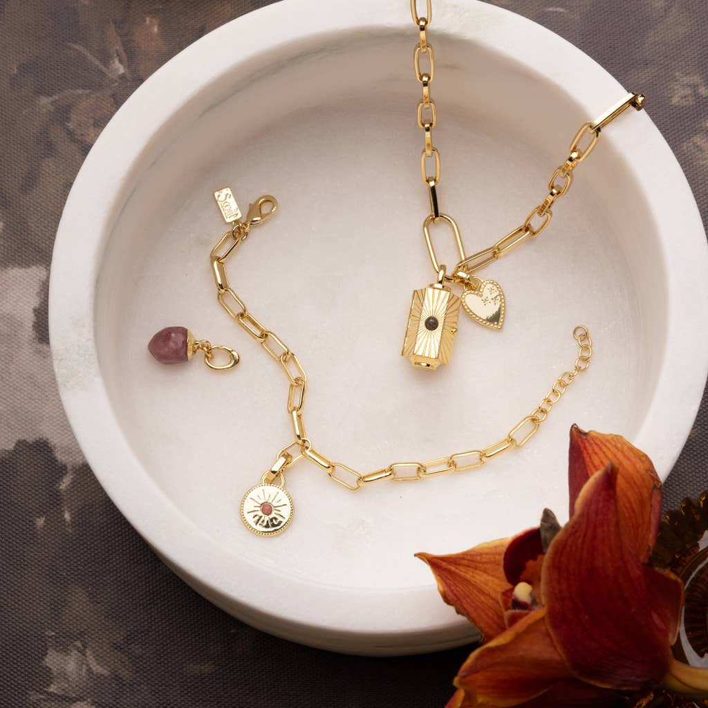 Stella Locket Necklace - Love/Rose Quartz/Gold - Meadow CollectiveNecklace