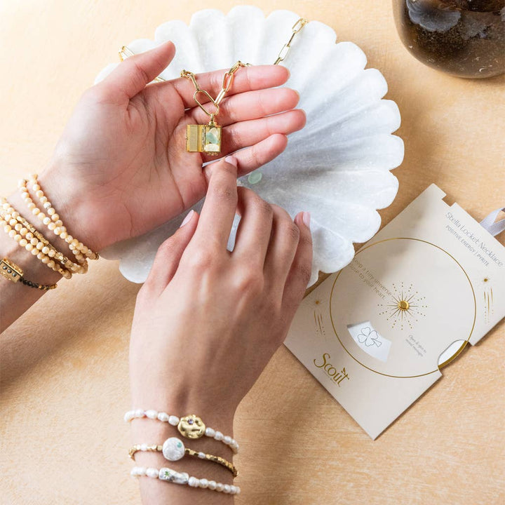 Stella Locket Necklace - Love/Rose Quartz/Gold - Meadow CollectiveNecklace