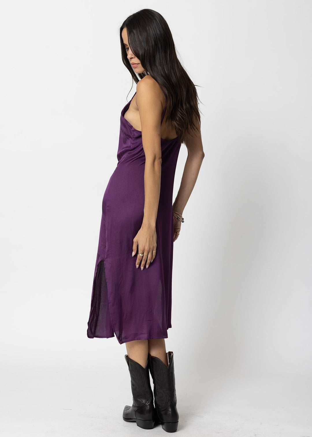 Stillwater Silky Slip Midi Dress - Deep Purple Stillwater Silky Slip Midi Dress - Deep Purple
