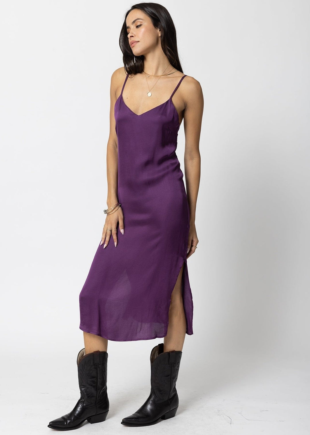 deep purple midi dress Penelope Midi Dark Purple S