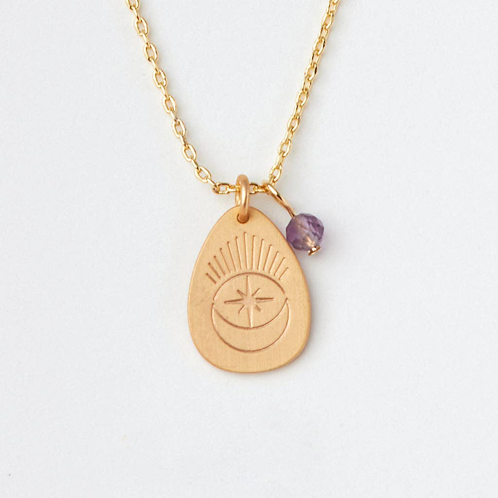 Stone Intention Charm Necklace - Amethyst/Gold - Meadow Collectivecharm necklace