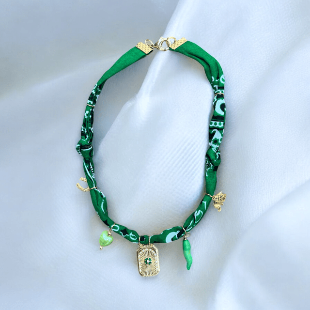 Summer Bandana Charm Necklace - 7 different colors - Meadow Collectivebandana charm necklace