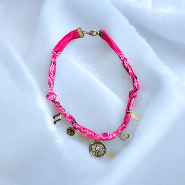 Summer Bandana Charm Necklace - 7 different colors - Meadow Collectivebandana charm necklace