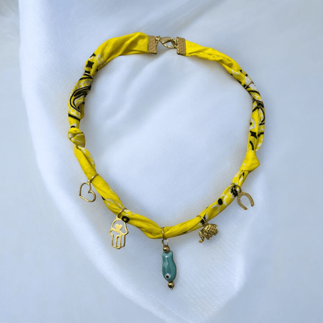 Summer Bandana Charm Necklace - 7 different colors - Meadow Collectivebandana charm necklace