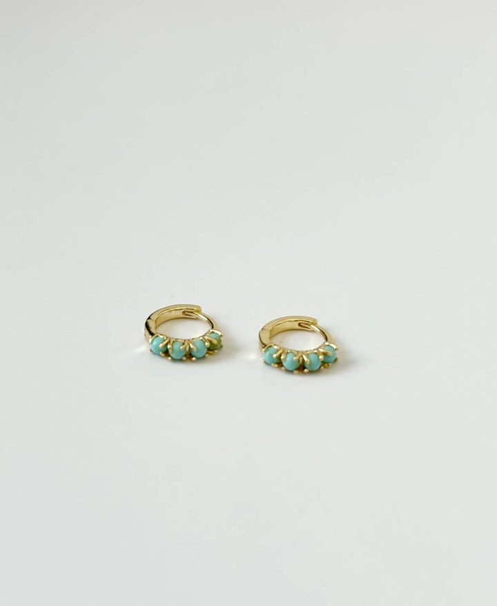 Tanya Turquoise Petit Gold Huggie Earrings – Tramps+Thieves - Meadow Collectiveearrings