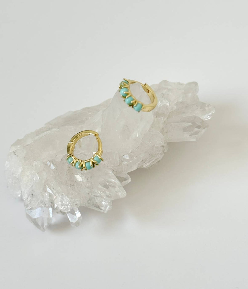 Tanya Turquoise Petit Gold Huggie Earrings – Tramps+Thieves - Meadow Collectiveearrings