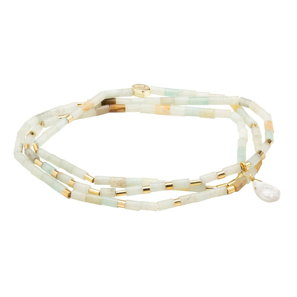 Teardrop Stone Wrap Amazonite/Howlite/Gold - Courage - Meadow Collectivebracelet