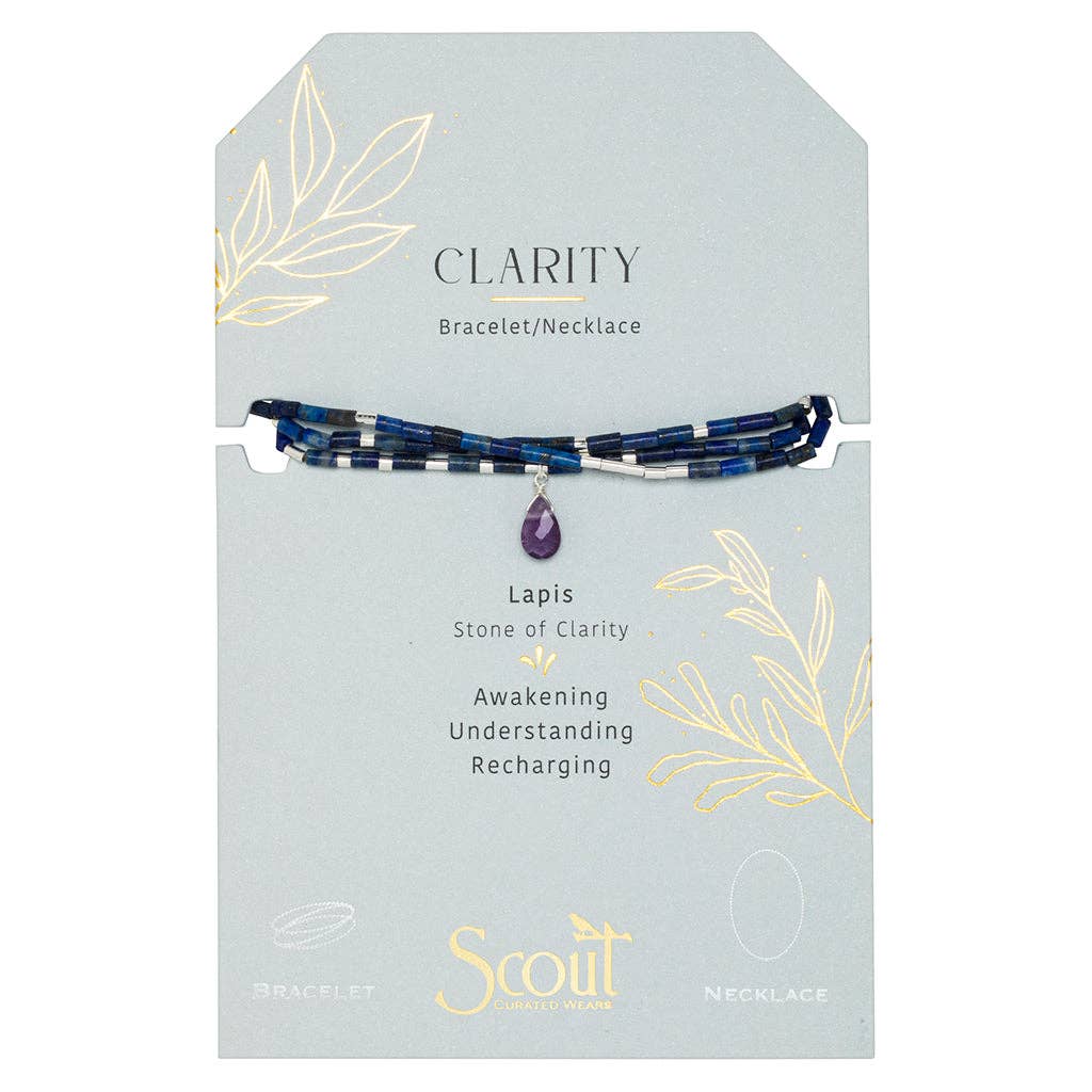 Teardrop Stone Wrap Lapis/Amethyst/Silver - Stone of Clarity - Meadow CollectiveNecklace
