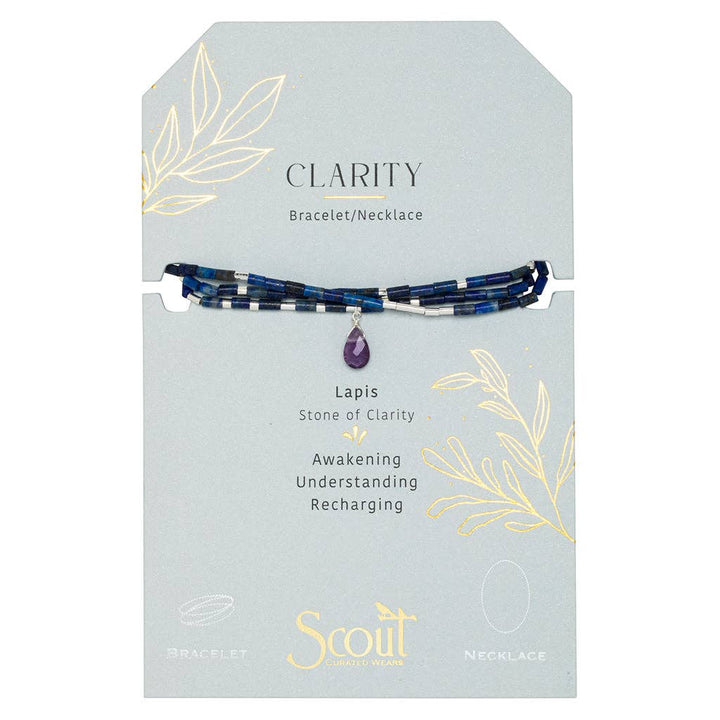 Teardrop Stone Wrap Lapis/Amethyst/Silver - Stone of Clarity - Meadow CollectiveNecklace