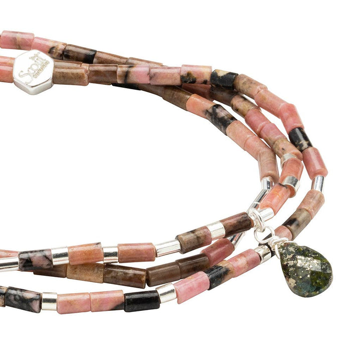 Teardrop Stone Wrap Rhodonite/Pyrite/Silver - Healing - Meadow Collectivebracelet