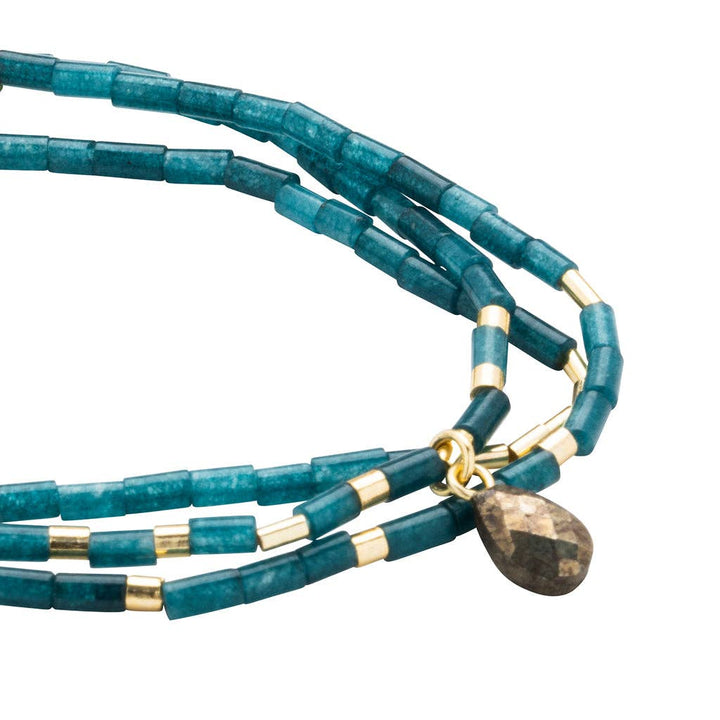 Teardrop Stone Wrap - Teal Jade/Pyrite/Gold - Stone of Dream - Meadow Collectivebracelets