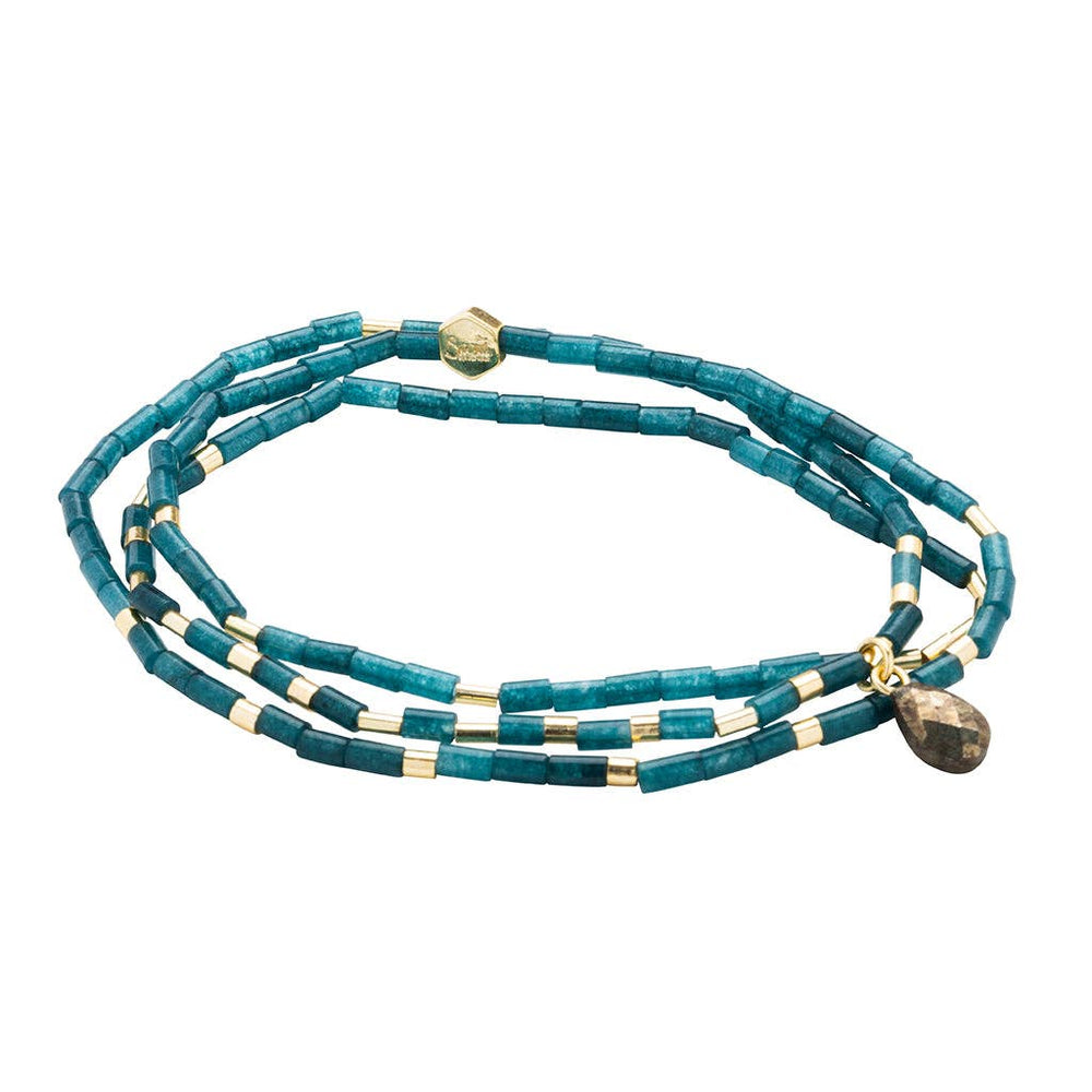 Teardrop Stone Wrap - Teal Jade/Pyrite/Gold - Stone of Dream - Meadow Collectivebracelets