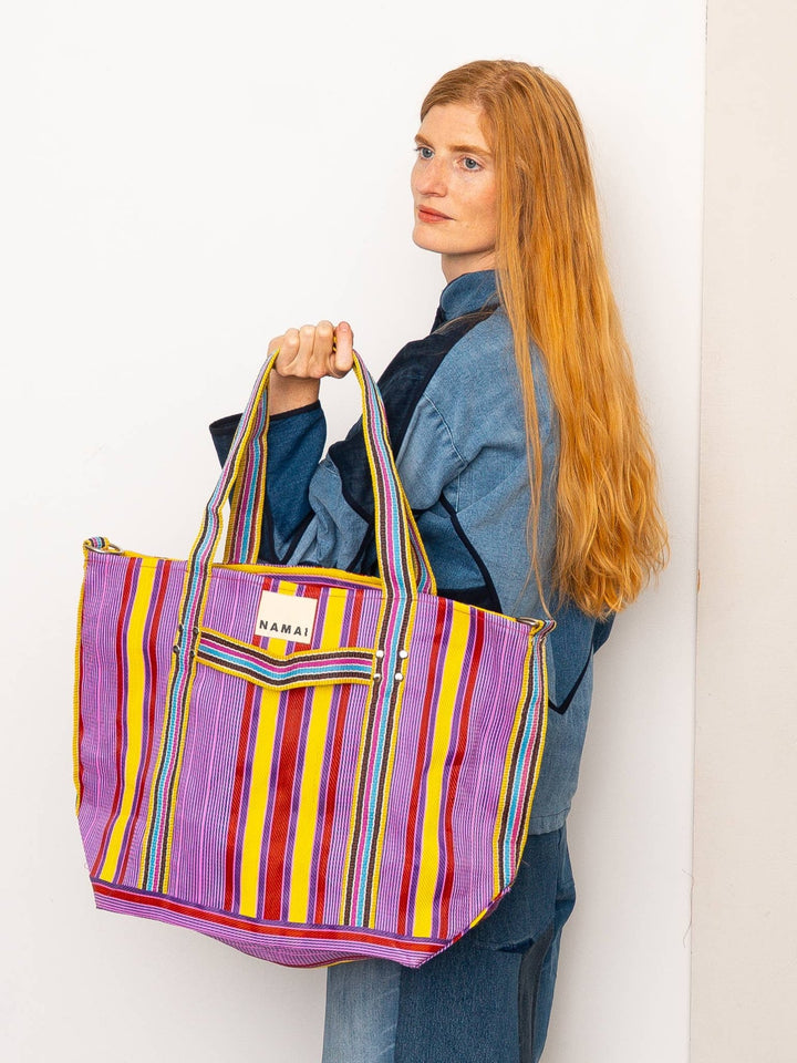 The Goa Recycled Nylon Travel Tote - Candy Stripe - Meadow CollectiveTote Bag