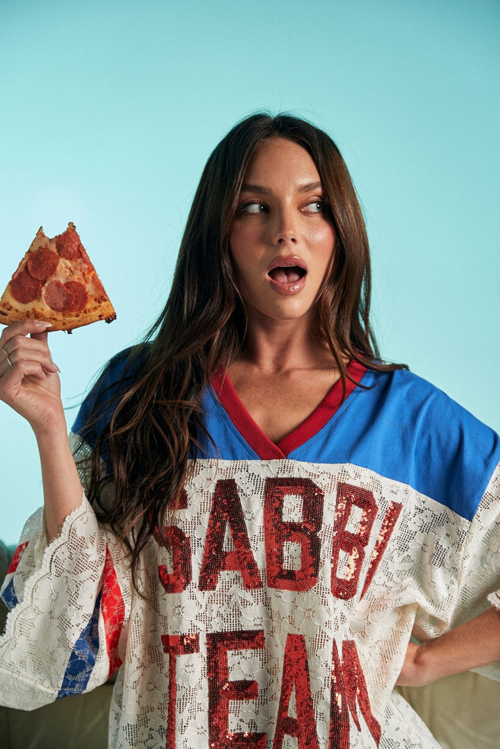 The Team Pizza Lace Jersey - Blue/White - Meadow Collectiveoversized tee