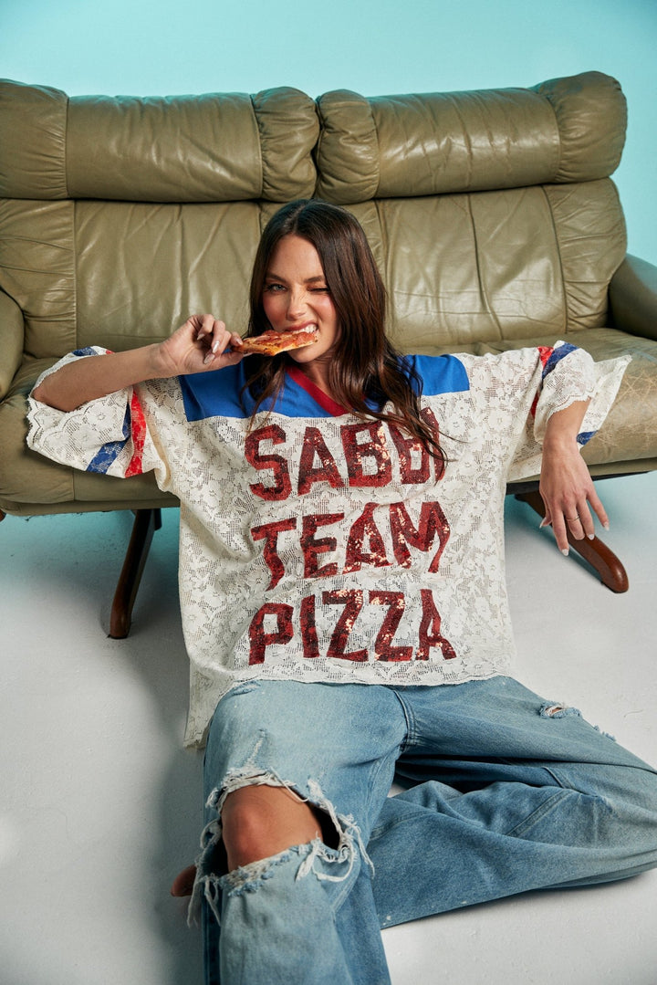 The Team Pizza Lace Jersey - Blue/White - Meadow Collectiveoversized tee