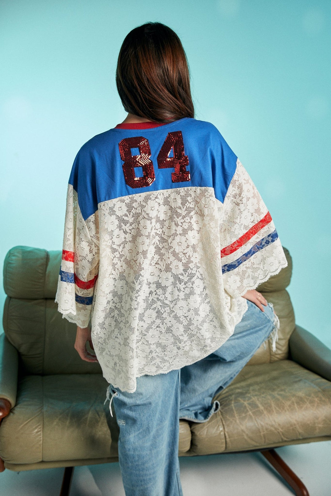 The Team Pizza Lace Jersey - Blue/White - Meadow Collectiveoversized tee