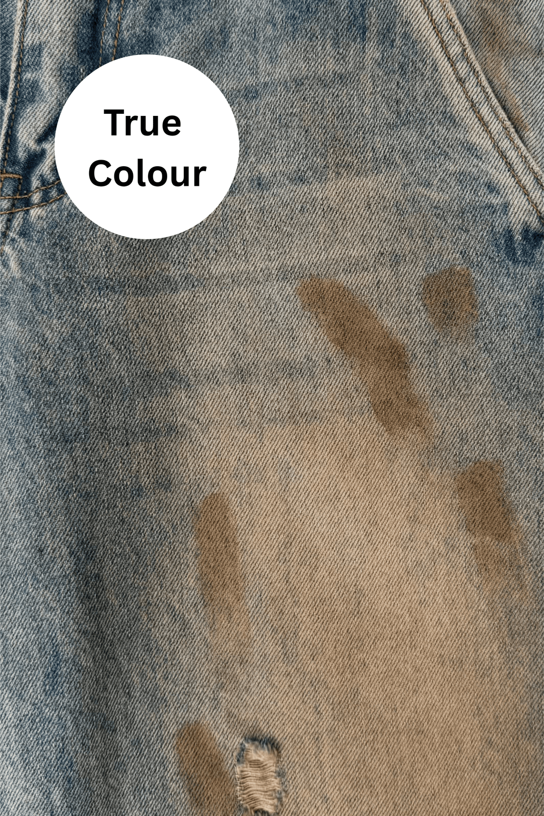 Dirty Denim Jeans shown true to size on a model