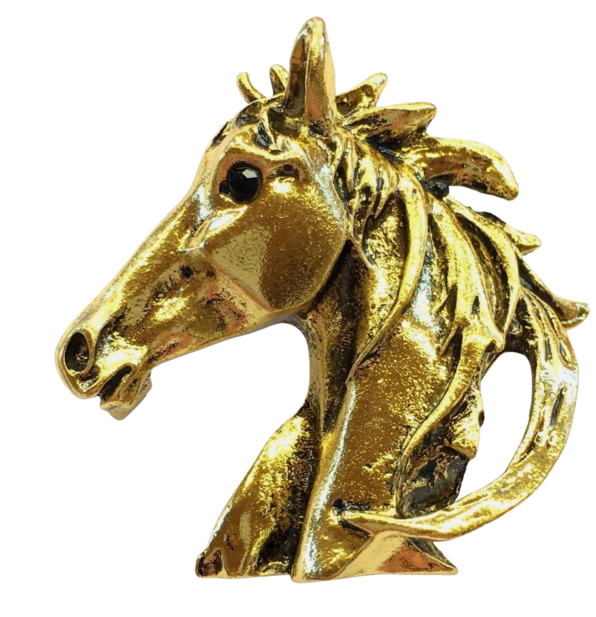 Tilly Equestrian Horse Head Brooch: Vintage 14K Gold Plated Statement Pin - Meadow Collectivebrooch