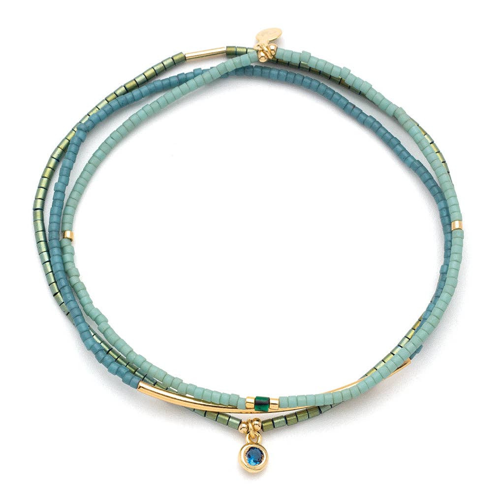 Tonal Chromacolor Miyuki Bracelet Trio - Turquoise/Gold - Meadow Collectivebracelet
